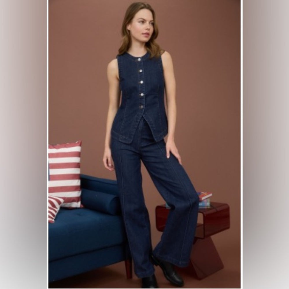 541. High Waist Front Seam Wide Leg Jeans