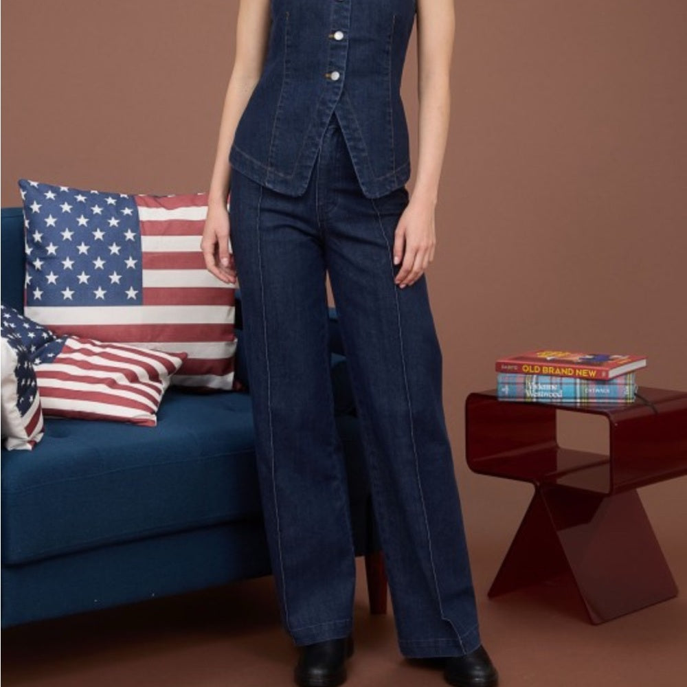 541. High Waist Front Seam Wide Leg Jeans