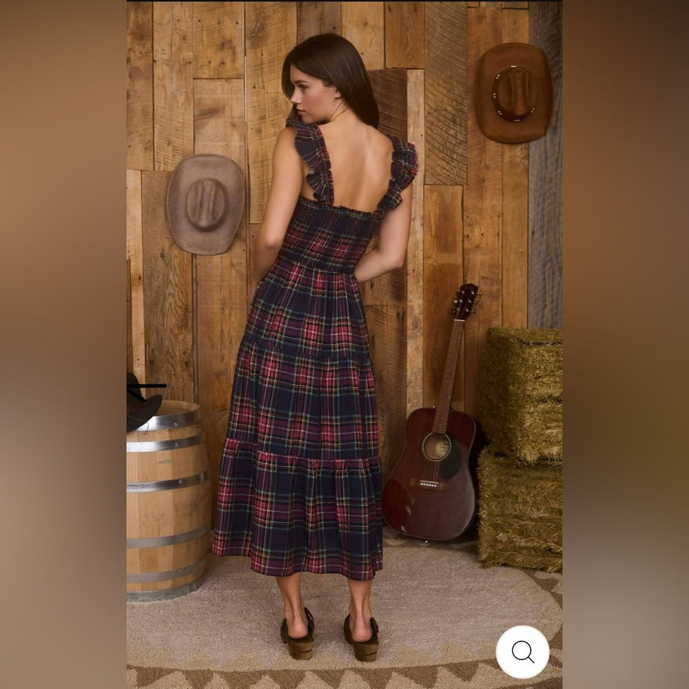 544. Plaid Sleeveless Maxi Dress