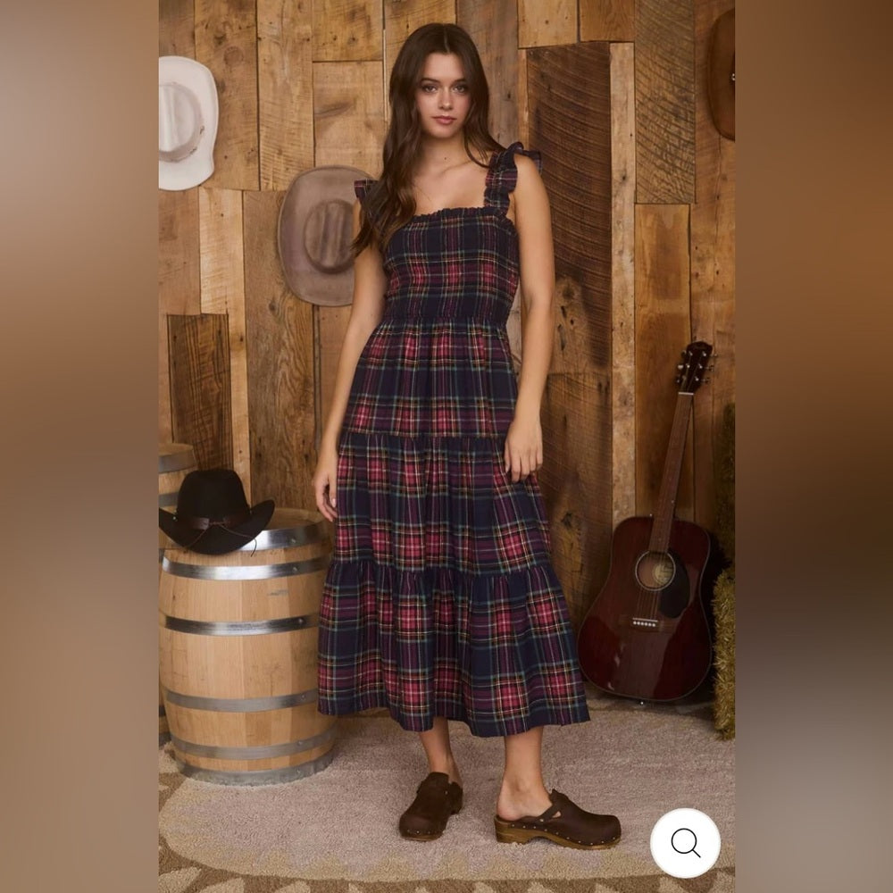 544. Plaid Sleeveless Maxi Dress