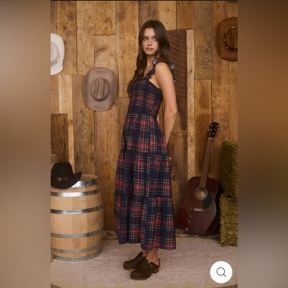 544. Plaid Sleeveless Maxi Dress