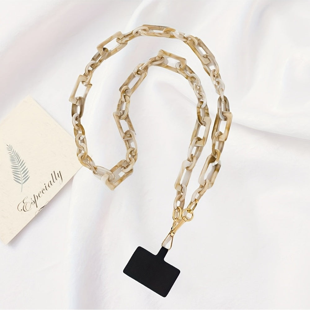 555. Gold and Cream Resin Chain Purse Strap or Phone Lanyard