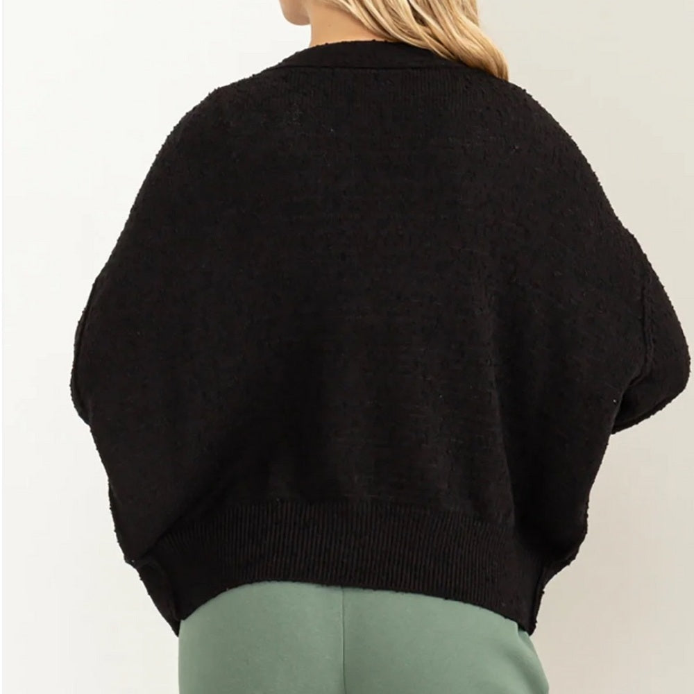 566. Black Sweater Button Down Cardigan