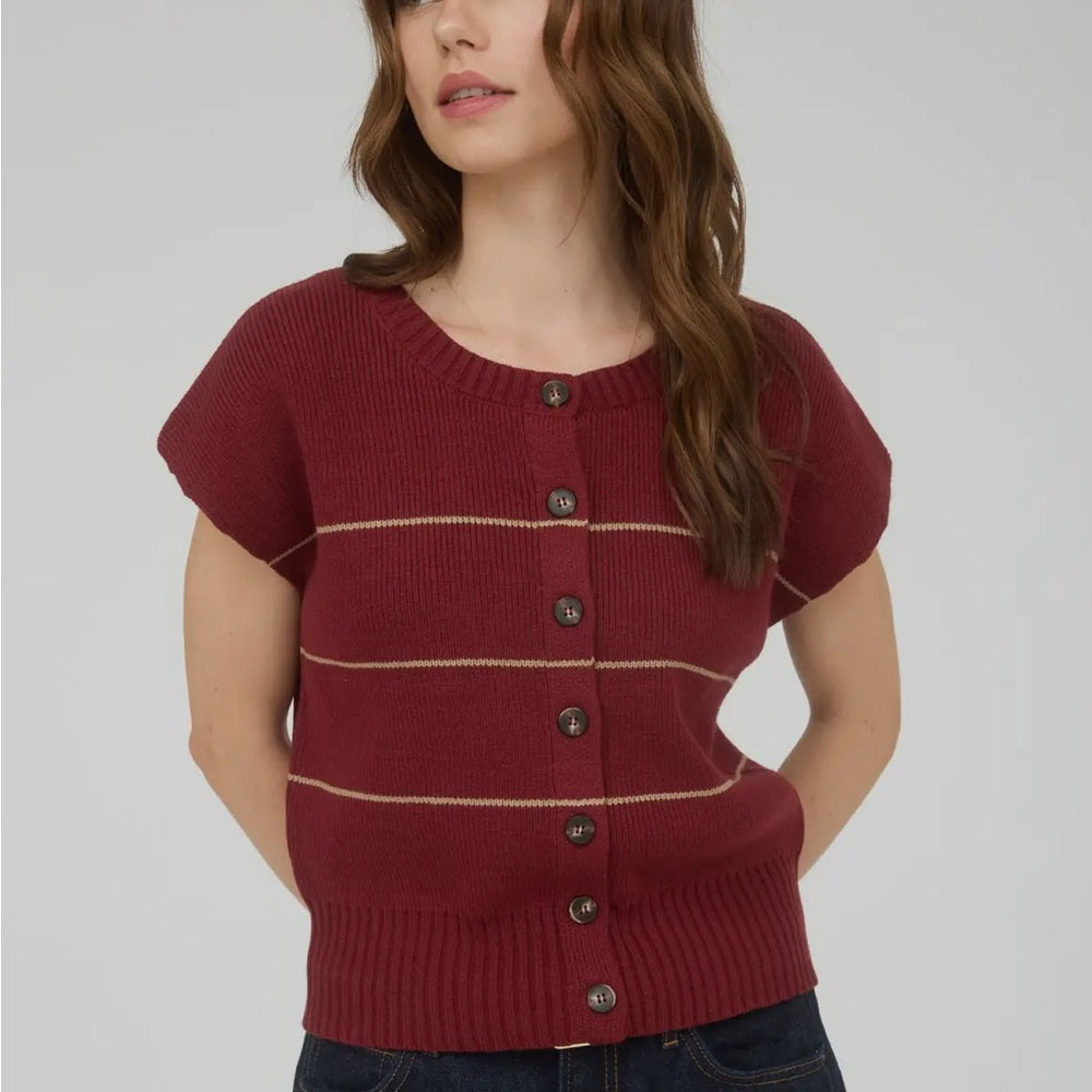 572. Wine Red Button-Up Knit Vest