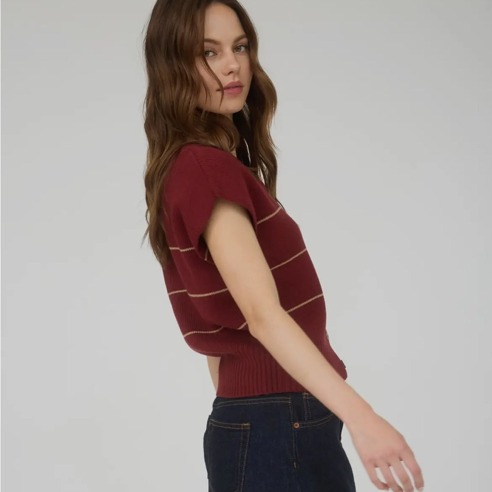 572. Wine Red Button-Up Knit Vest