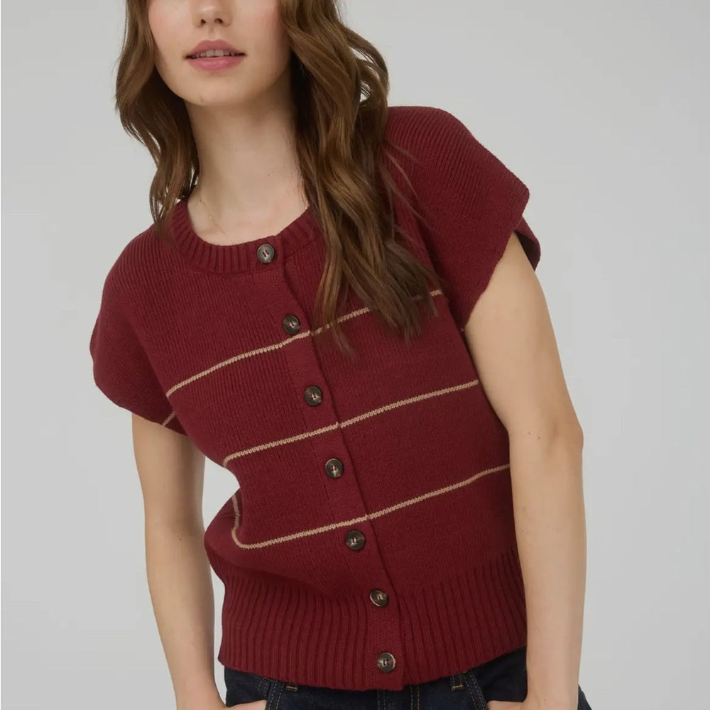 572. Wine Red Button-Up Knit Vest
