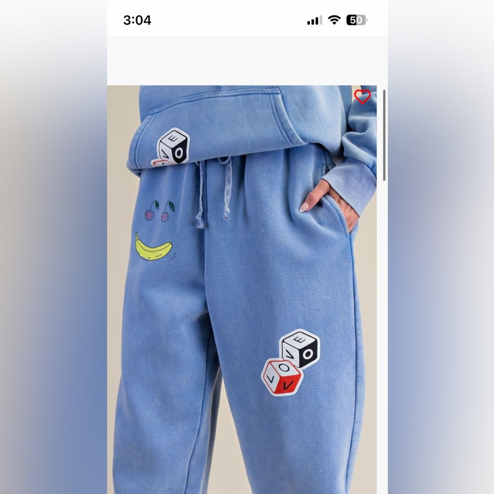 584. Easel Sky Blue Funny Smiley Jogger Pants
