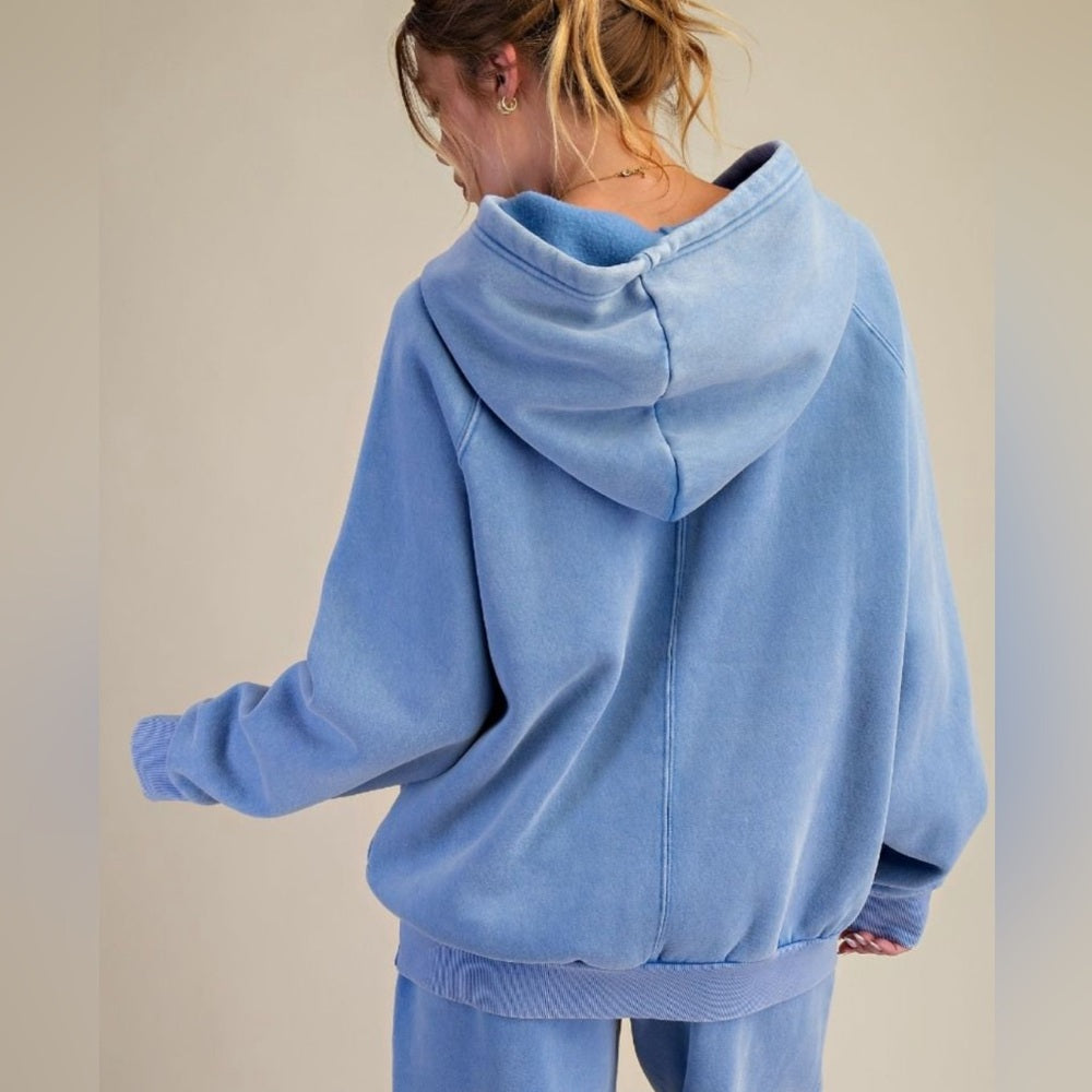 585. Easel Sky Blue Hoodie with Fun Graphics