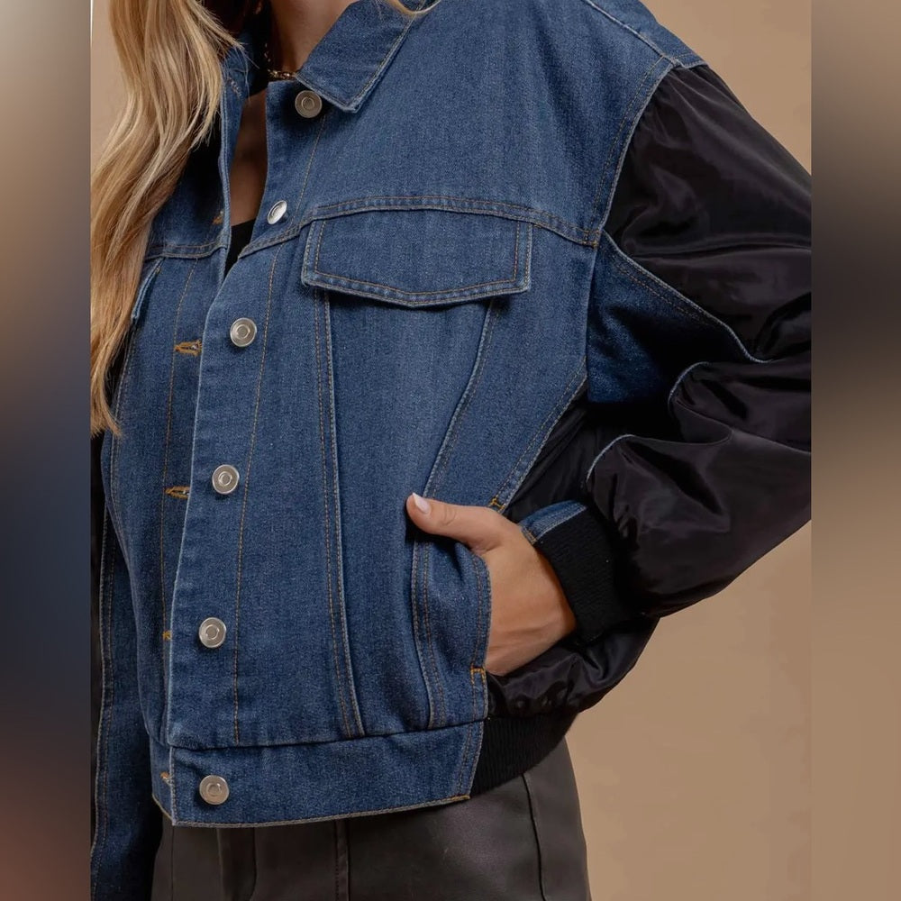 500. Denim and Black Contrast Jacket