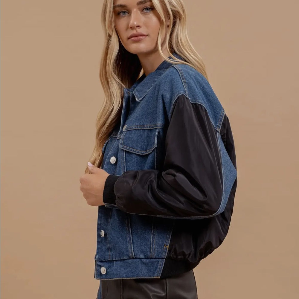 500. Denim and Black Contrast Jacket