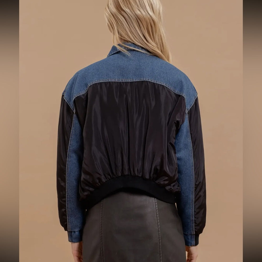 500. Denim and Black Contrast Jacket