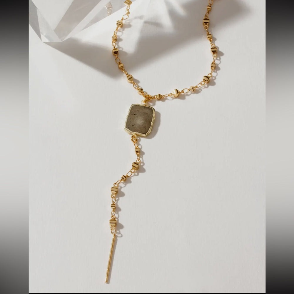 510. Eterno Amore Gemma Lariat Necklace - Pyrite