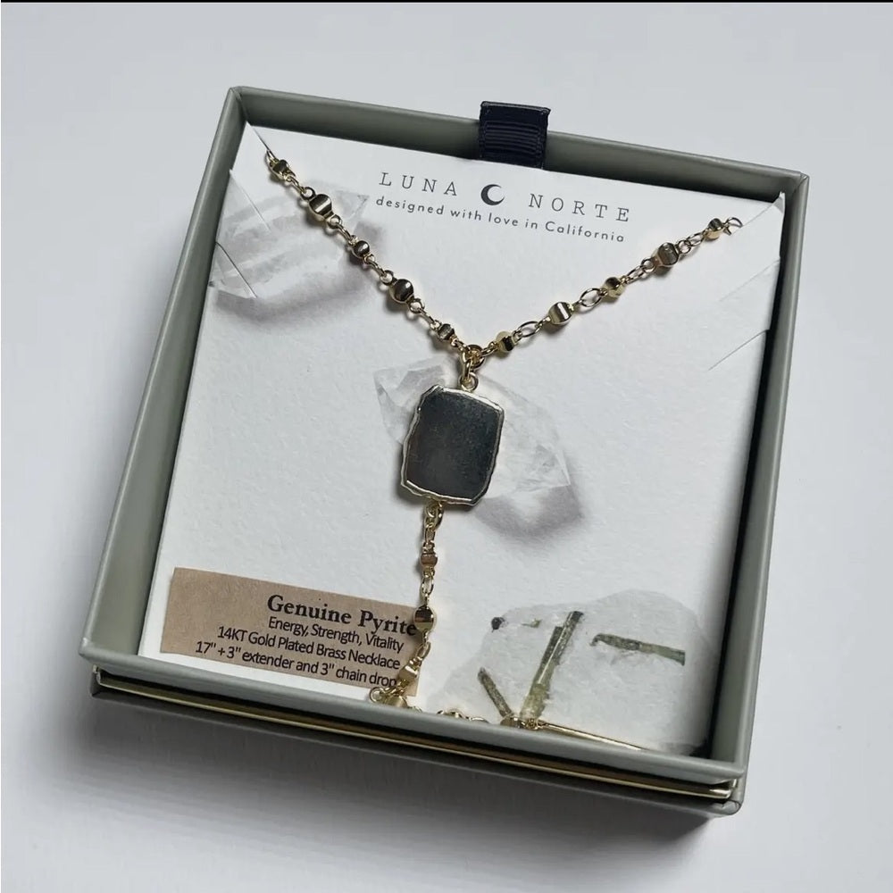 510. Eterno Amore Gemma Lariat Necklace - Pyrite