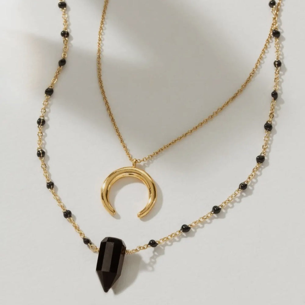 513. Dark Moon Onyx Necklace Set - Black Onyx