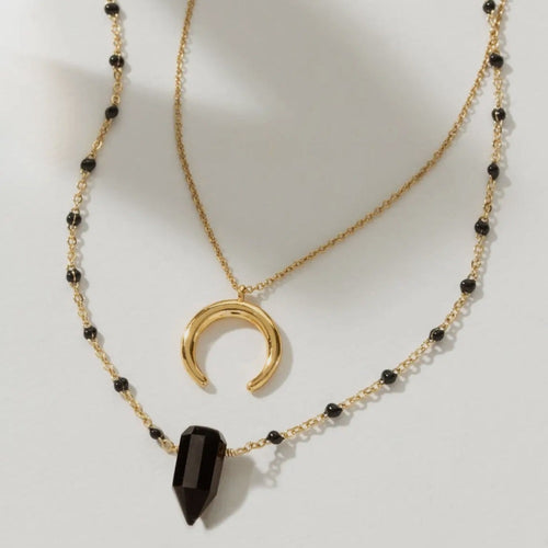 513. Dark Moon Onyx Necklace Set - Black Onyx