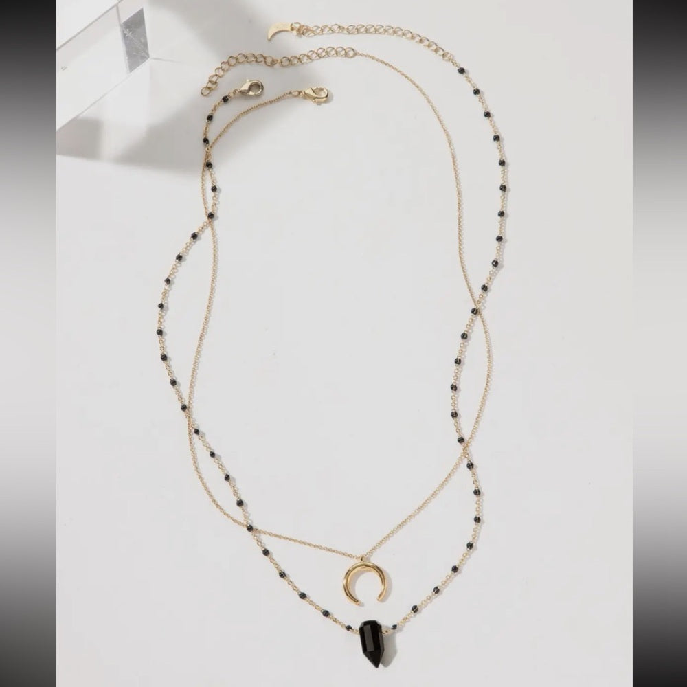 513. Dark Moon Onyx Necklace Set - Black Onyx