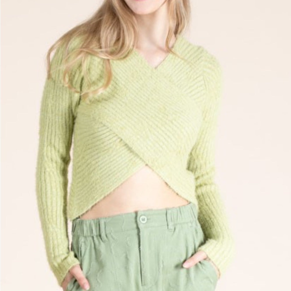 516. Light Green Ribbed Knit Sweater