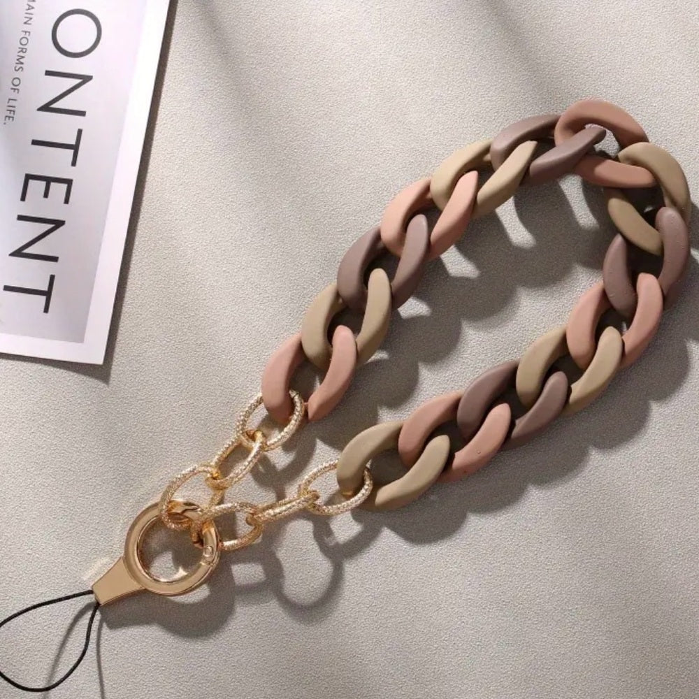 600. Chunky Chain Phone Strap Bracelet with Gold Accents