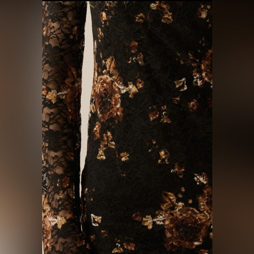 608. Promesa Black and Brown Floral Maxi Dress