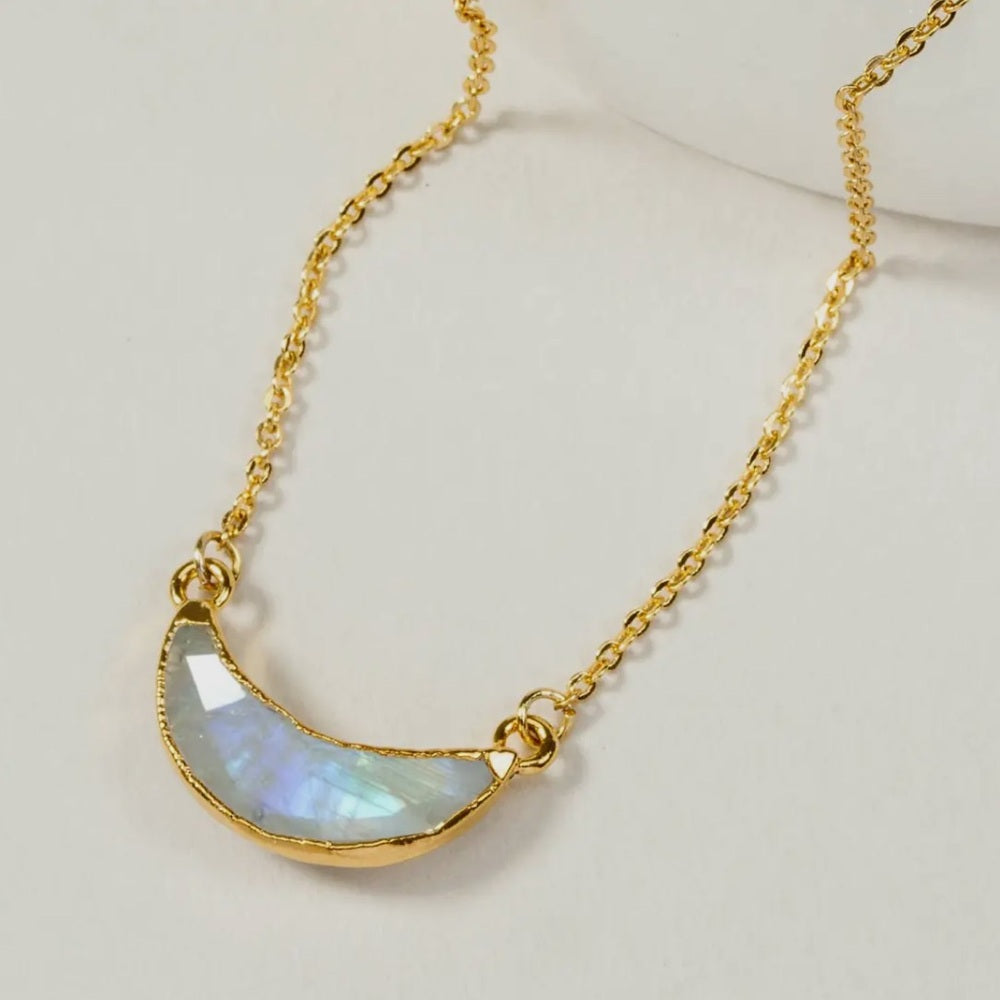 612. Gold Plated Sterling Silver Eclipse Necklace - Moonstone