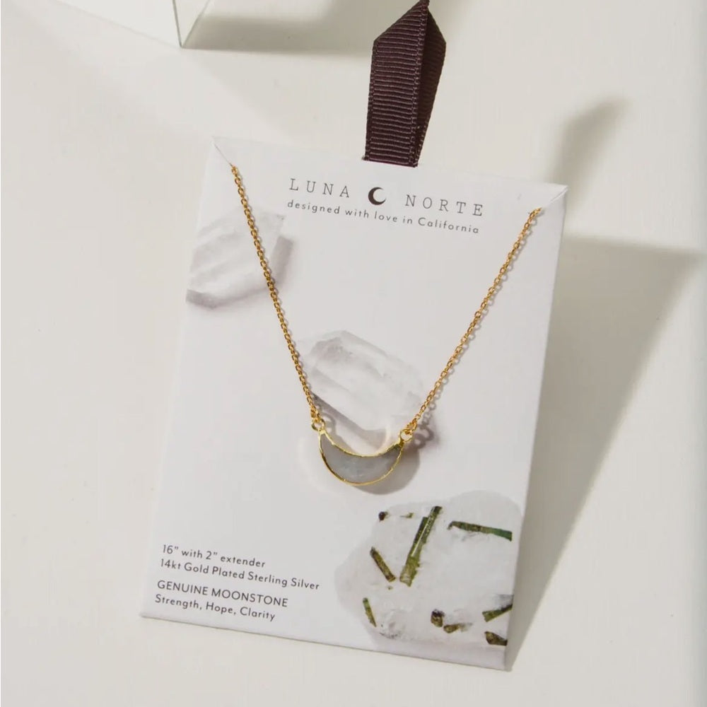 612. Gold Plated Sterling Silver Eclipse Necklace - Moonstone