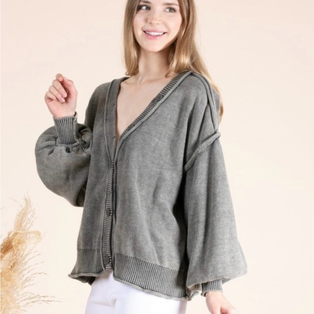 626. Gray Oversized Cardigan