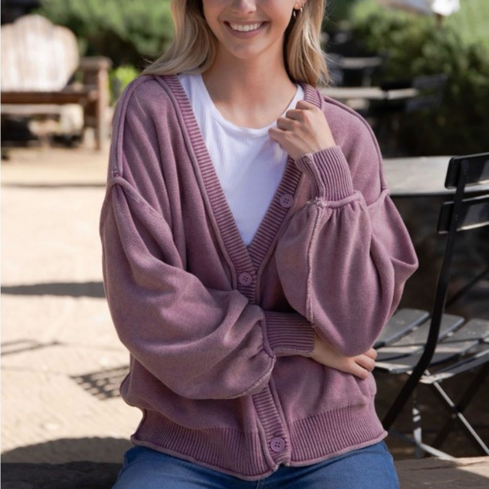 627. Mauve Oversized Cardigan