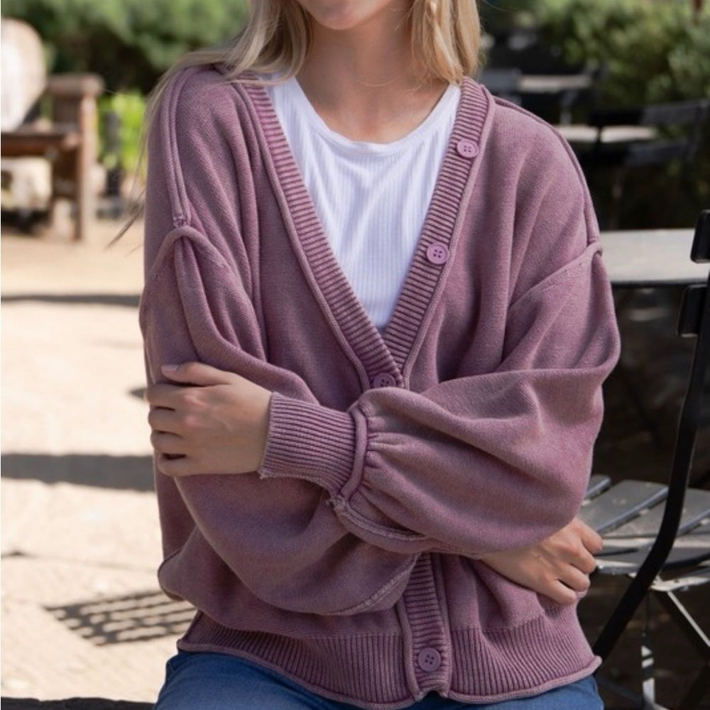 627. Mauve Oversized Cardigan