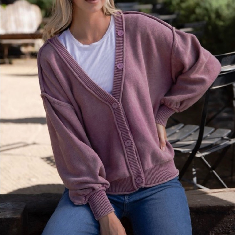 627. Mauve Oversized Cardigan