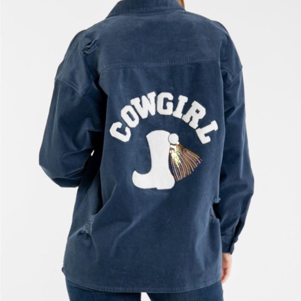 628. Blue Cowgirl Corduroy Jacket