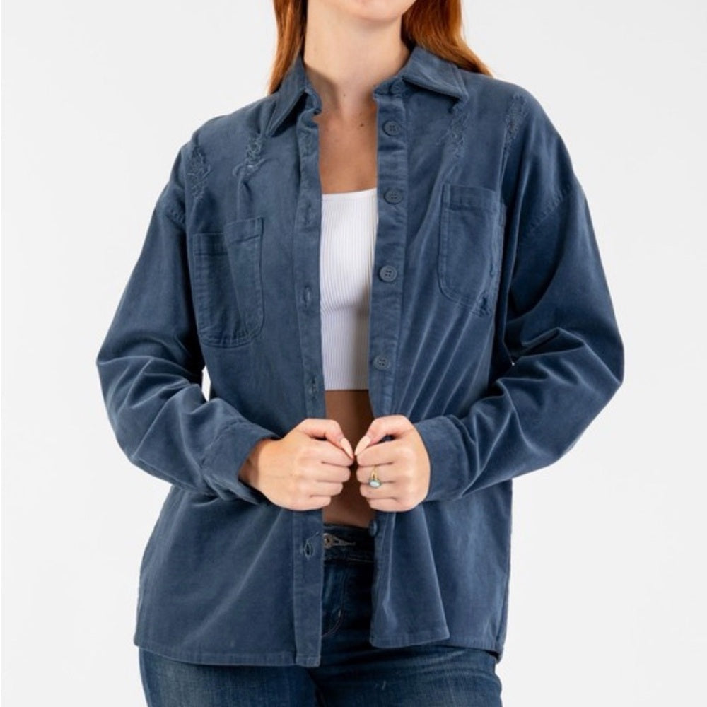 628. Blue Cowgirl Corduroy Jacket