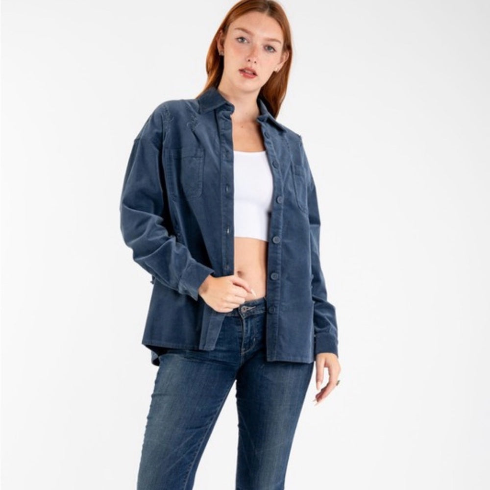 628. Blue Cowgirl Corduroy Jacket