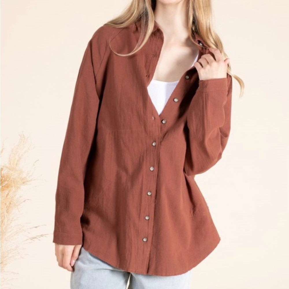634. Rust Guaze Button-Up Shirt