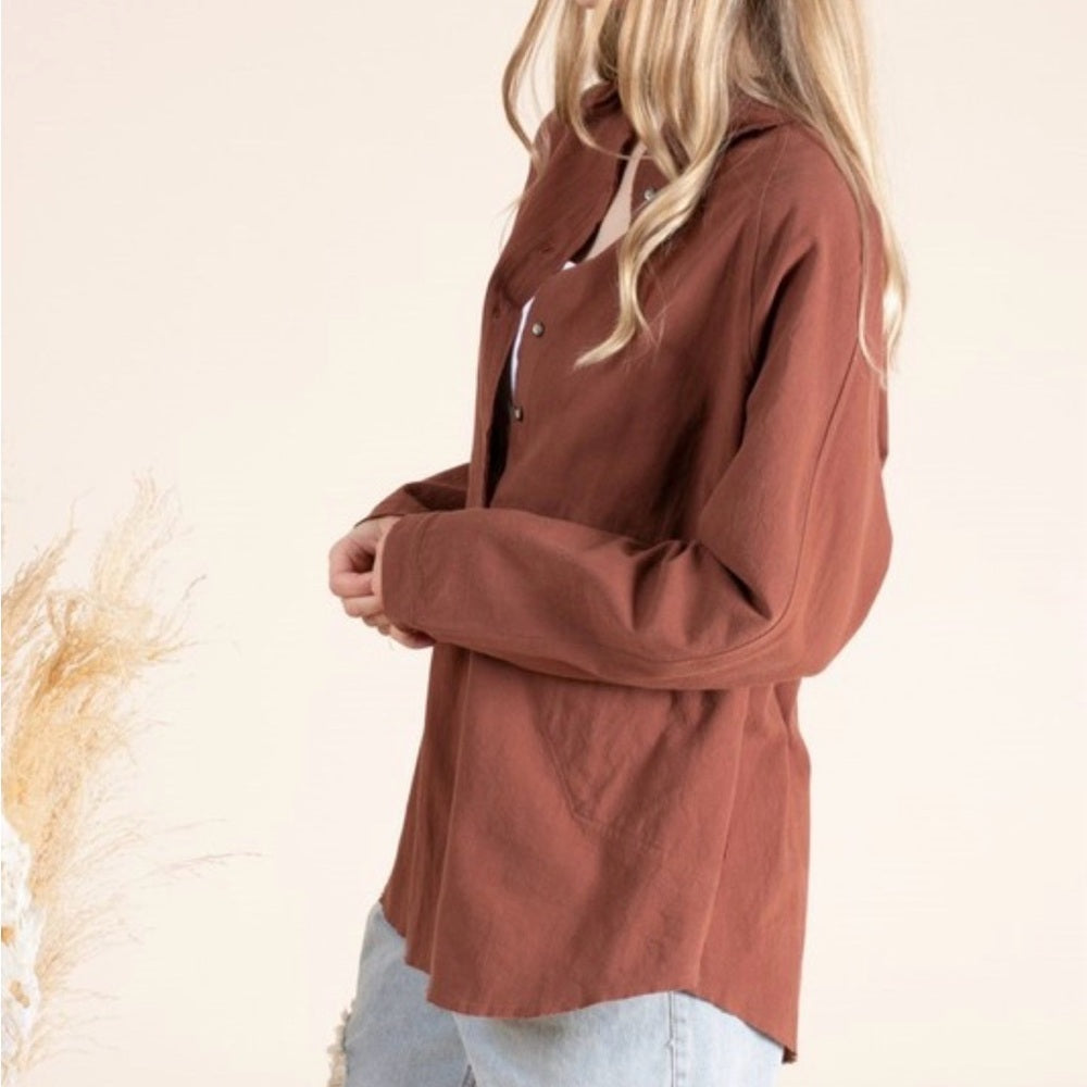 634. Rust Guaze Button-Up Shirt