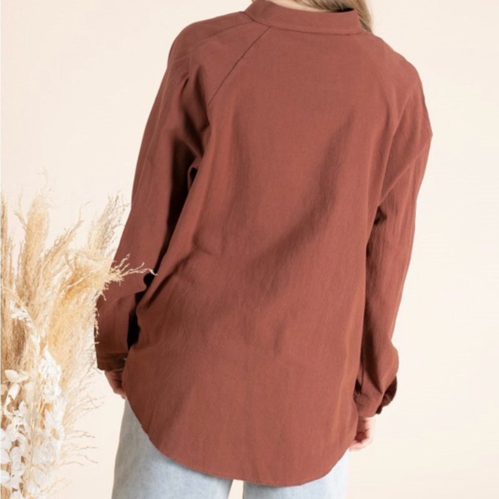 634. Rust Guaze Button-Up Shirt