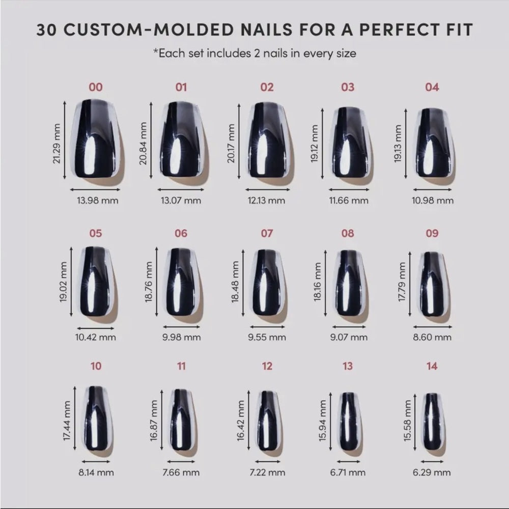 649. Glamnetic Gunmetal Glue-On Nails | Metallic Chrome Medium Nails