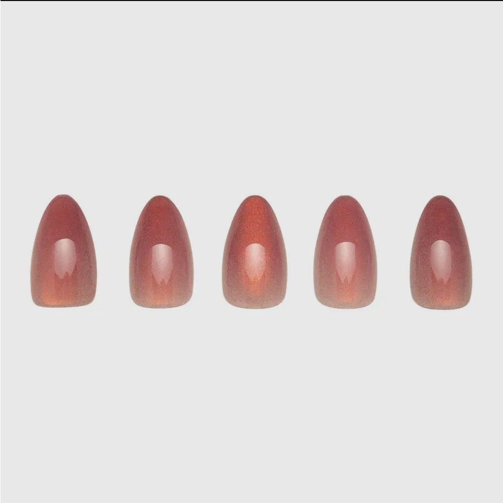 653. Glamnetic Rosé Glue-On Nails| Trendy Rose Pink Metallic Finish