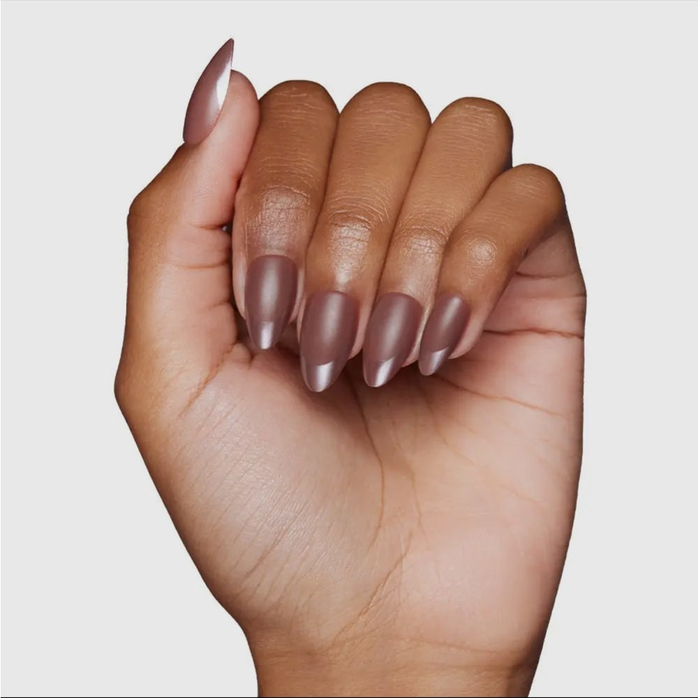 654. Terra Glue-On Nails | Dark Brown Short Almond Nails