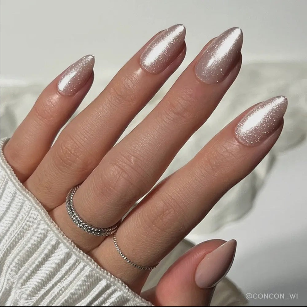 656. The Vow Press-On Nails | Short Almond | Nude Velvet Gloss