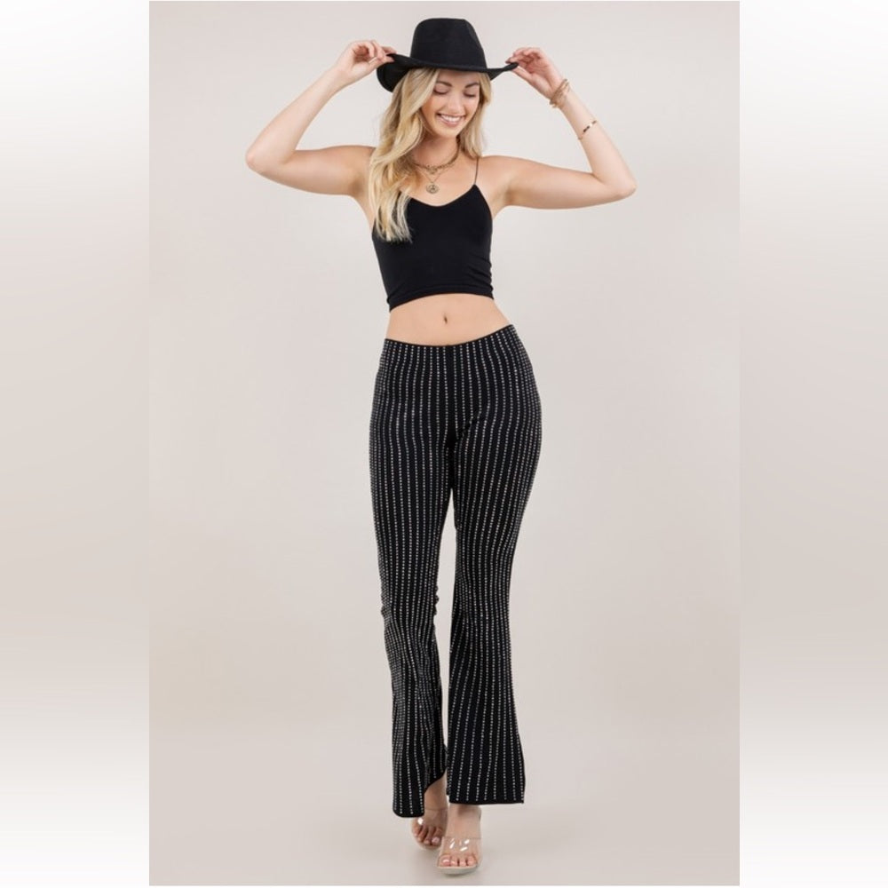 668. Sparkle Black Flare Pants