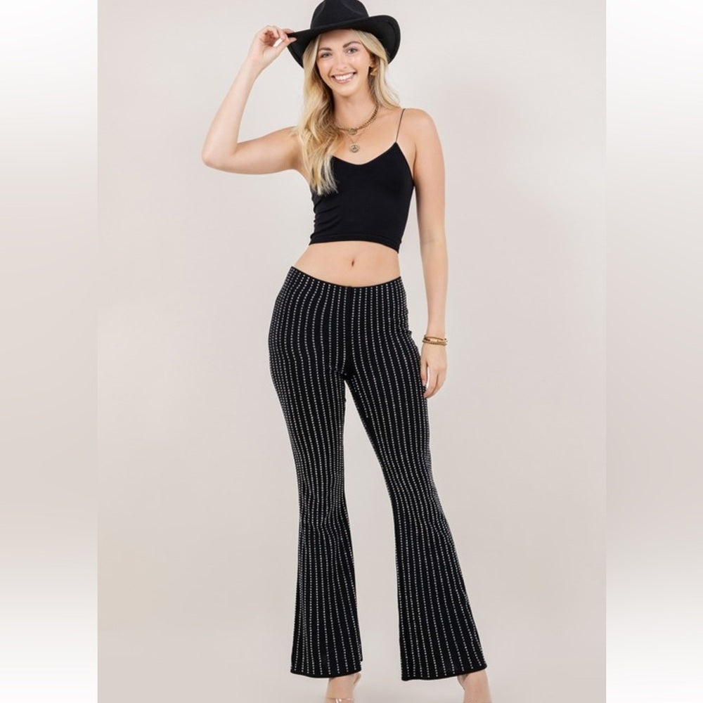 668. Sparkle Black Flare Pants