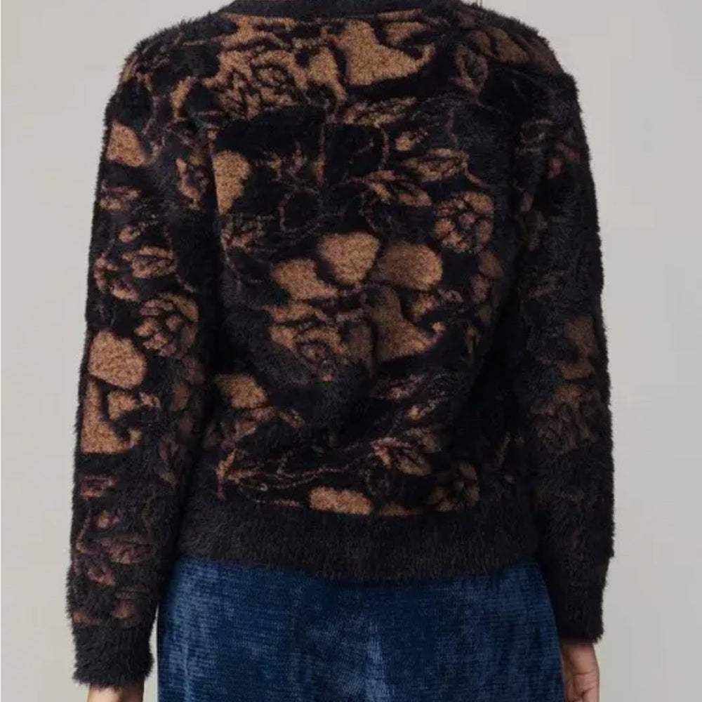 504. Current Air Deep Purple & Gold Fuzzy Sweater