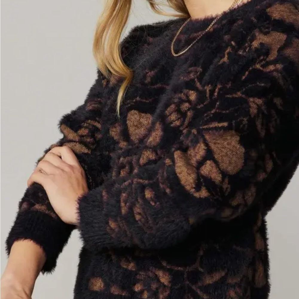 504. Current Air Deep Purple & Gold Fuzzy Sweater