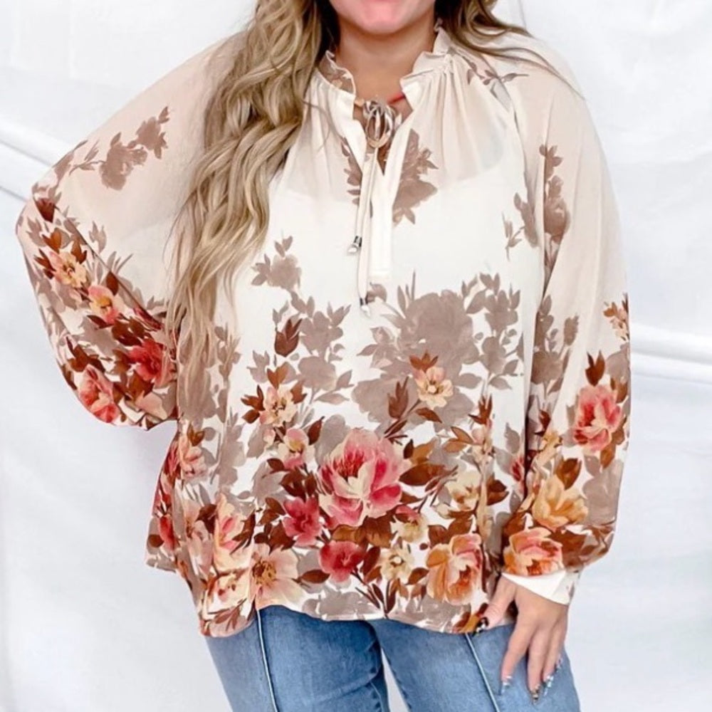 675. Easel Floral Print Women's Top