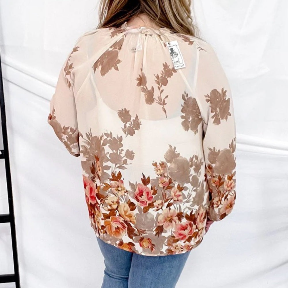 675. Easel Floral Print Women's Top