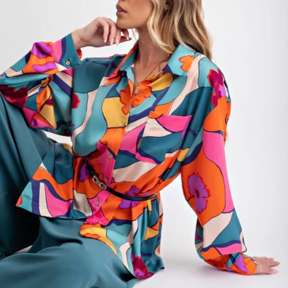 677. Easel Vibrant Multicolor Women's Top