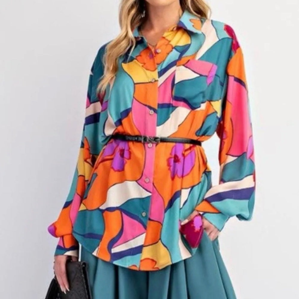 677. Easel Vibrant Multicolor Women's Top