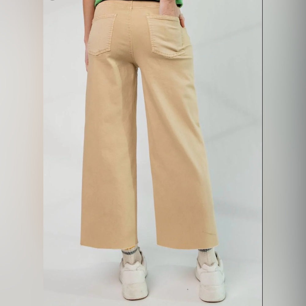802. Easel Tan Wide-Leg Button-Fly Pants