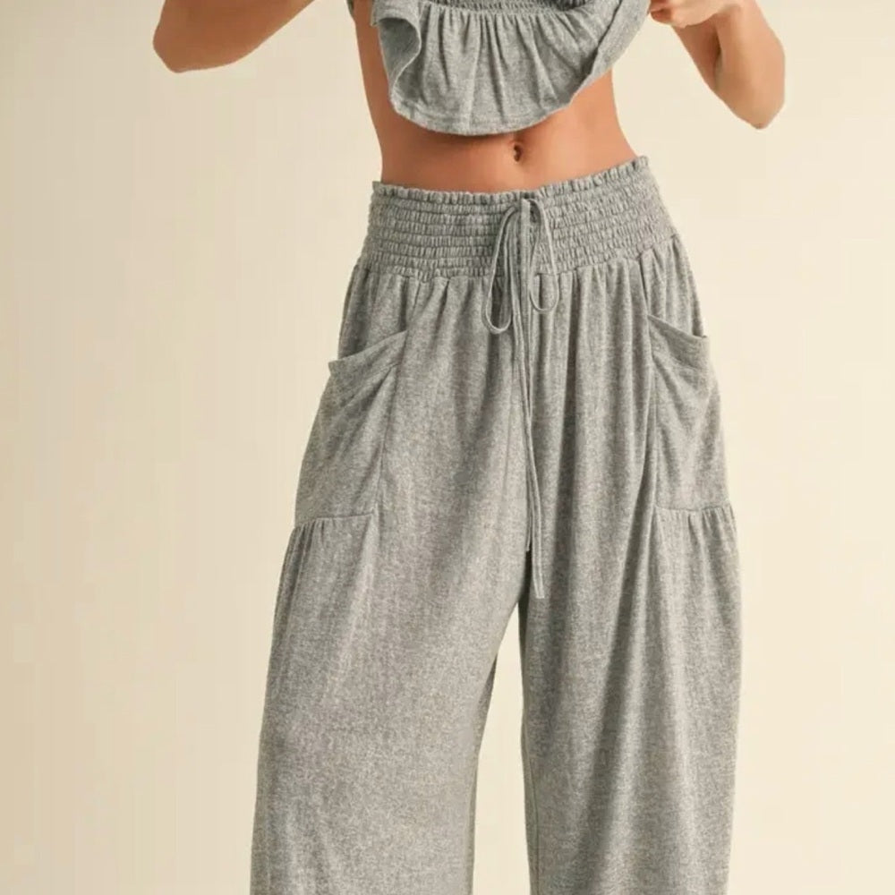 833. Easel Gray Wide-Leg Front Pocket Pants