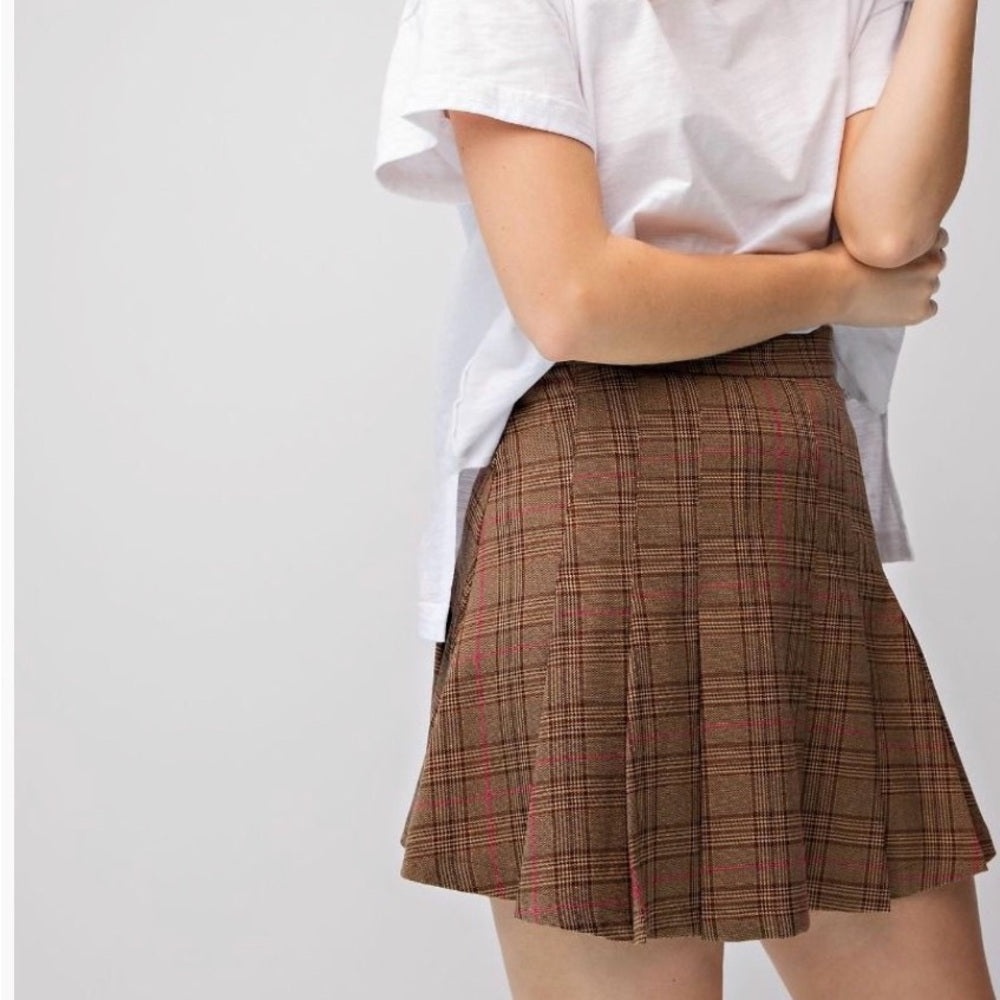 835. Easel Plaid Brown Skirt